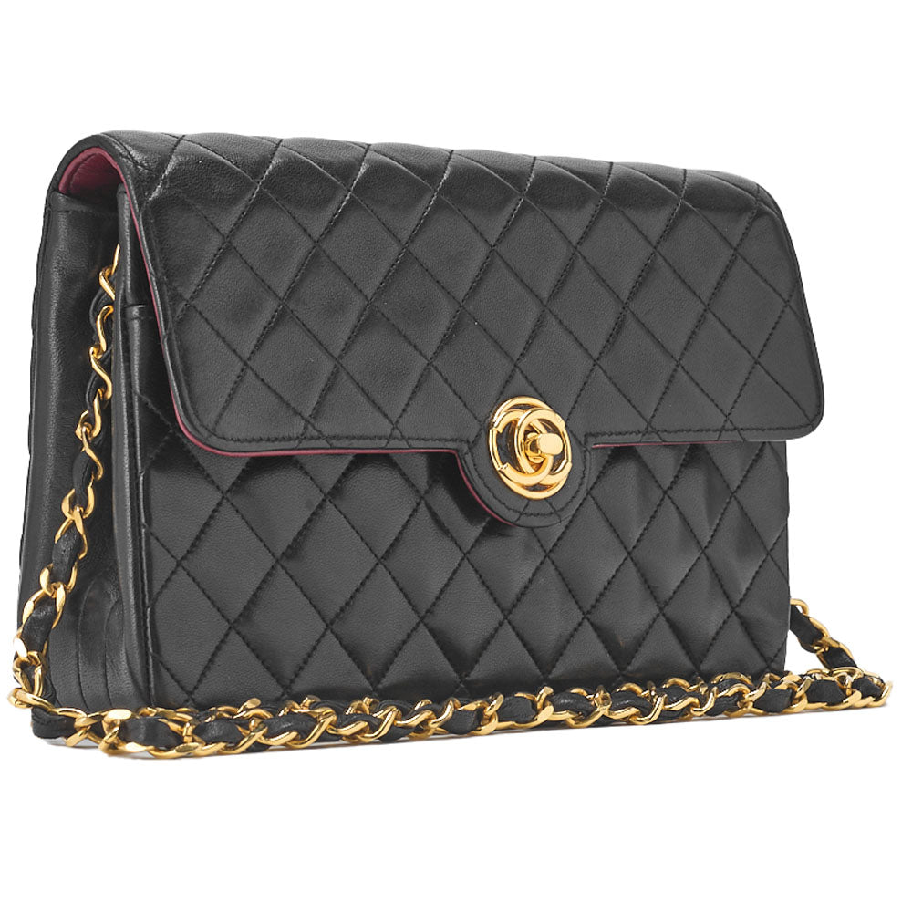 CHANEL Chain Shoulder Bag Mini Matelasse Lambskin Black Gold-Tone Hardware Pre-Owned - Vintage La Charme