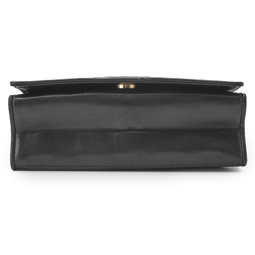 CHANEL Chain Shoulder Bag, Coco Mark, Full Flap Push Lock, Lambskin, Black, Gold-Tone Hardware, Pre-Owned - Vintage La Charme
