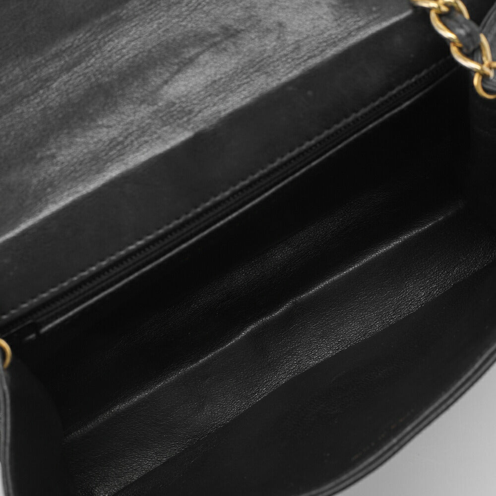 CHANEL Chain Shoulder Bag, Coco Mark, Full Flap Push Lock, Lambskin, Black, Gold-Tone Hardware, Pre-Owned - Vintage La Charme