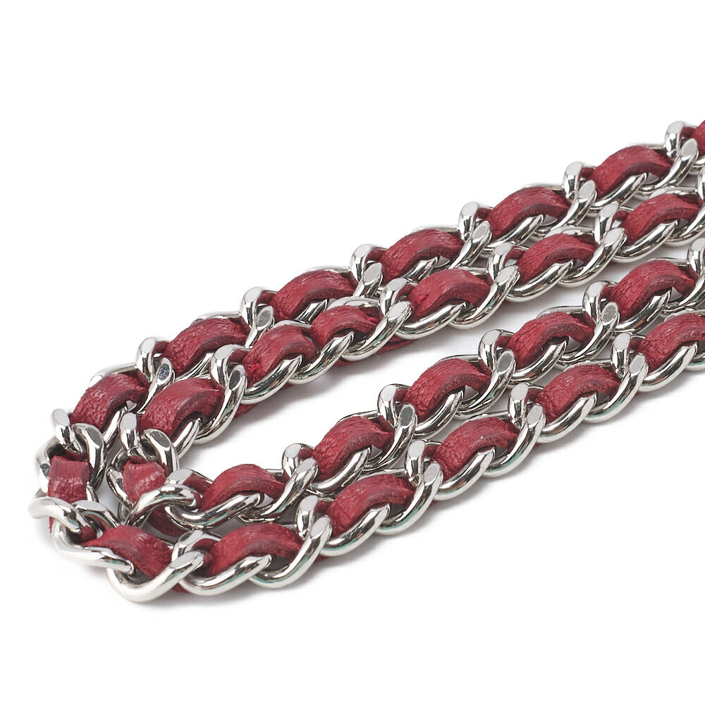 CHANEL Chain Wallet Matelasse Lambskin Red Silver-Tone Hardware Pre-Owned - Vintage La Charme