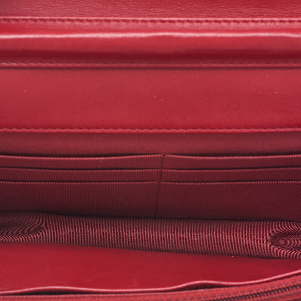 CHANEL Chain Wallet Matelasse Lambskin Red Silver-Tone Hardware Pre-Owned - Vintage La Charme