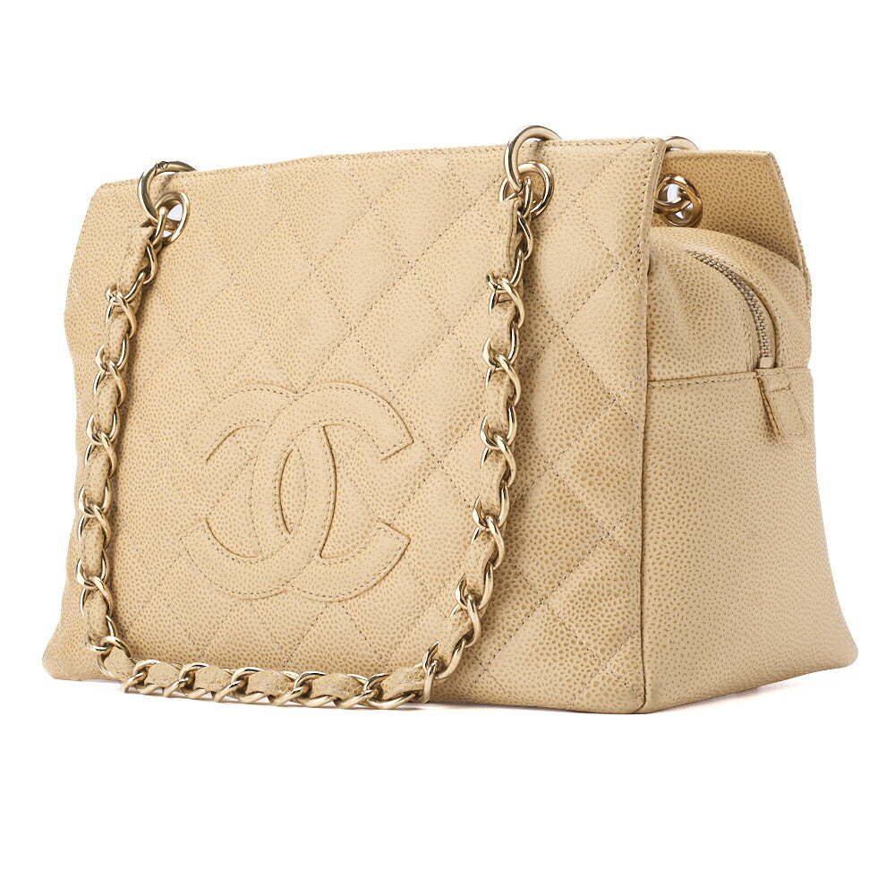 CHANEL Handbag Matelasse Caviar Skin Beige Gold-Tone Hardware Pre-Owned - Vintage La Charme