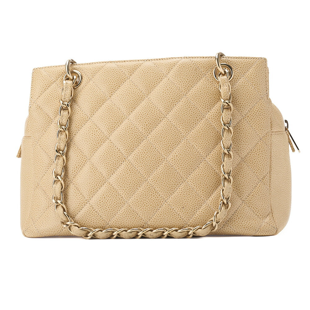 CHANEL Handbag Matelasse Caviar Skin Beige Gold-Tone Hardware Pre-Owned - Vintage La Charme