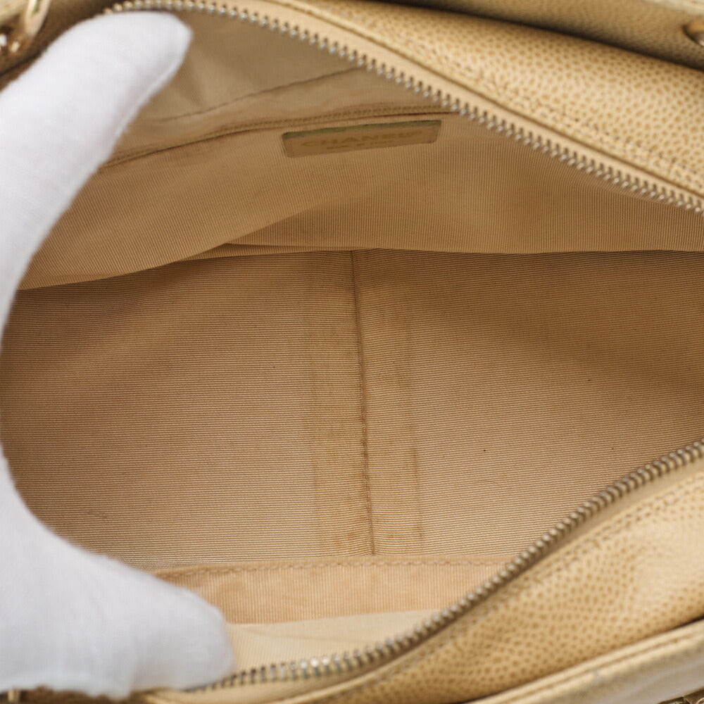 CHANEL Handbag Matelasse Caviar Skin Beige Gold-Tone Hardware Pre-Owned - Vintage La Charme