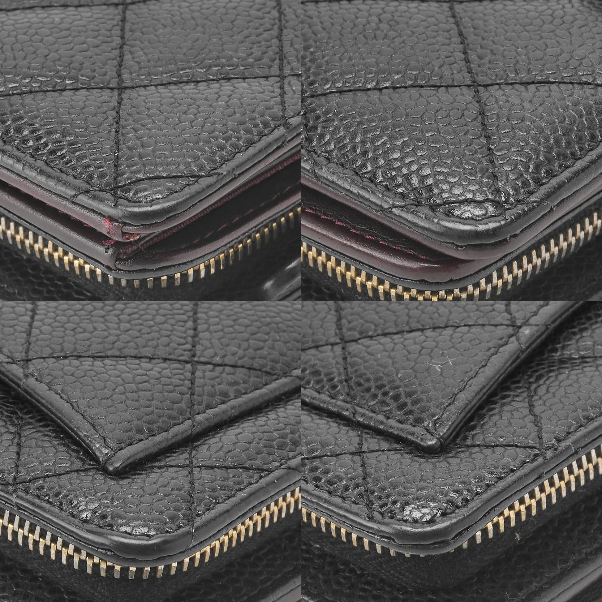 CHANEL Bi-Fold Wallet Matelasse Caviar Skin Black Gold-Tone Hardware Pre-Owned - Vintage La Charme