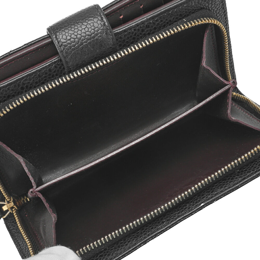 CHANEL Bi-Fold Wallet Matelasse Caviar Skin Black Gold-Tone Hardware Pre-Owned - Vintage La Charme