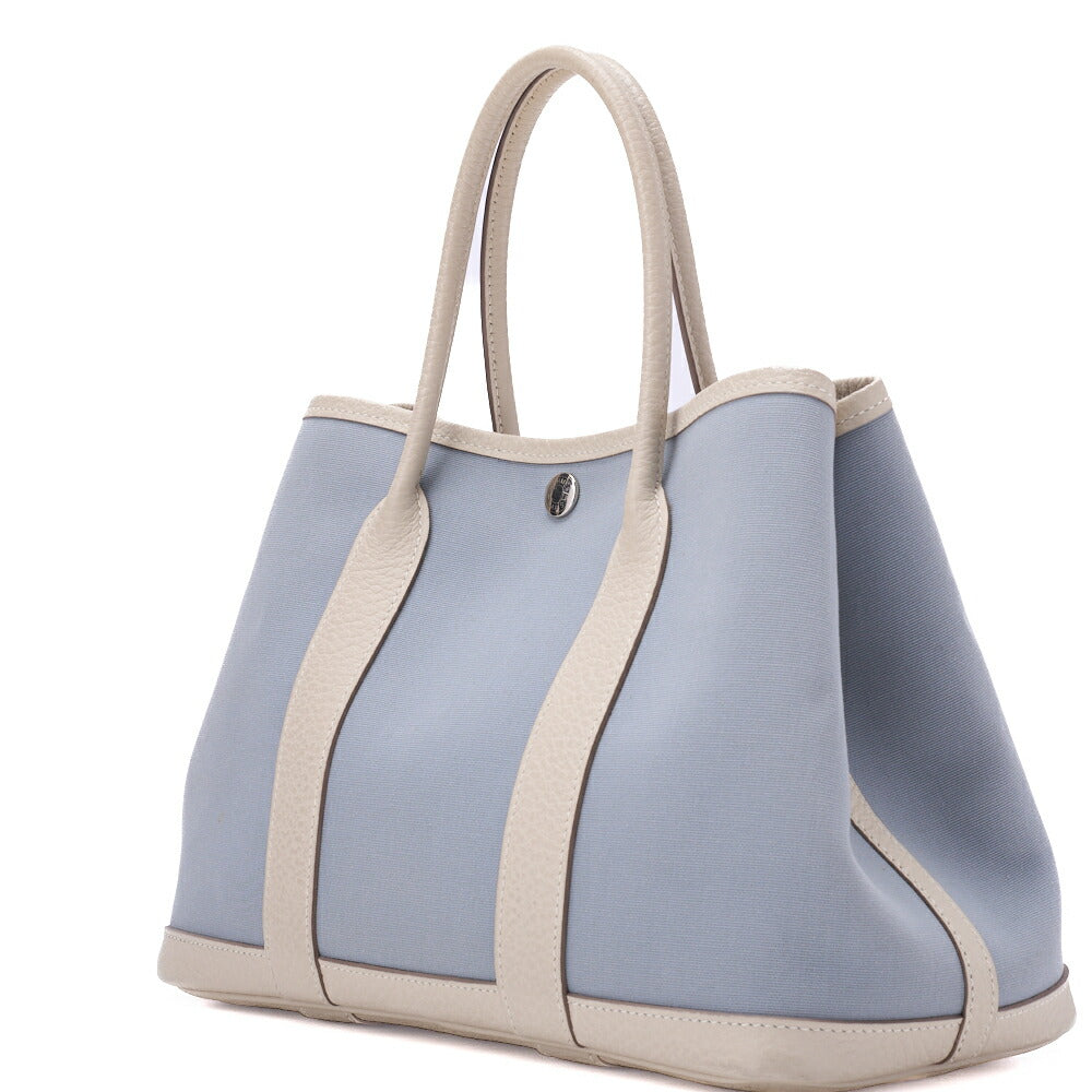 HERMES Garden Party TPM Tote Bag Toile Offiche Blue Silver-Tone Hardware Pre-Owned - Vintage La Charme