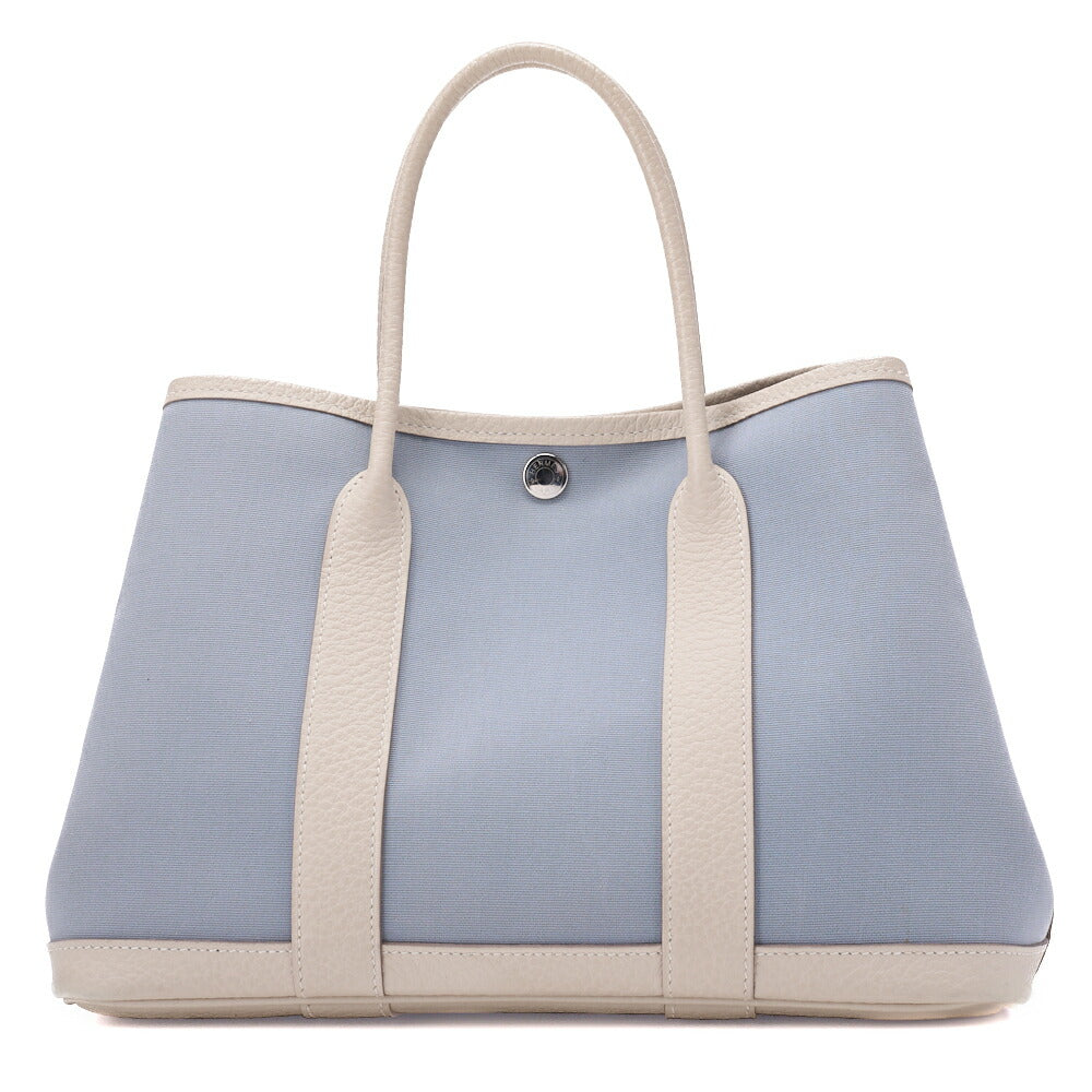 HERMES Garden Party TPM Tote Bag Toile Offiche Blue Silver-Tone Hardware Pre-Owned - Vintage La Charme