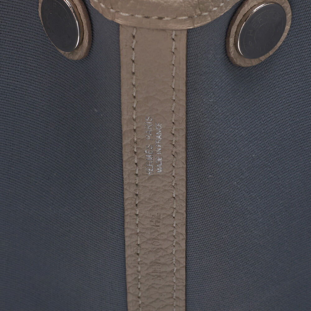 HERMES Garden Party TPM Tote Bag Toile Offiche Blue Silver-Tone Hardware Pre-Owned - Vintage La Charme