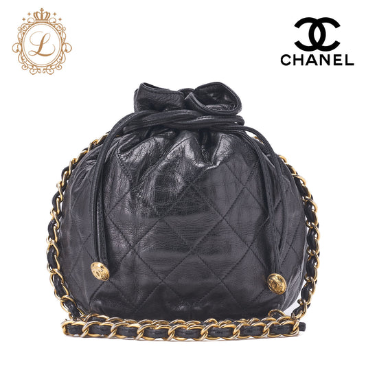 CHANEL Chain Shoulder Bag Mini Matelasse Lambskin Black Gold-Tone Hardware Pre-Owned - Vintage La Charme