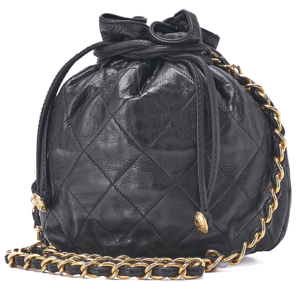 CHANEL Chain Shoulder Bag Mini Matelasse Lambskin Black Gold-Tone Hardware Pre-Owned - Vintage La Charme