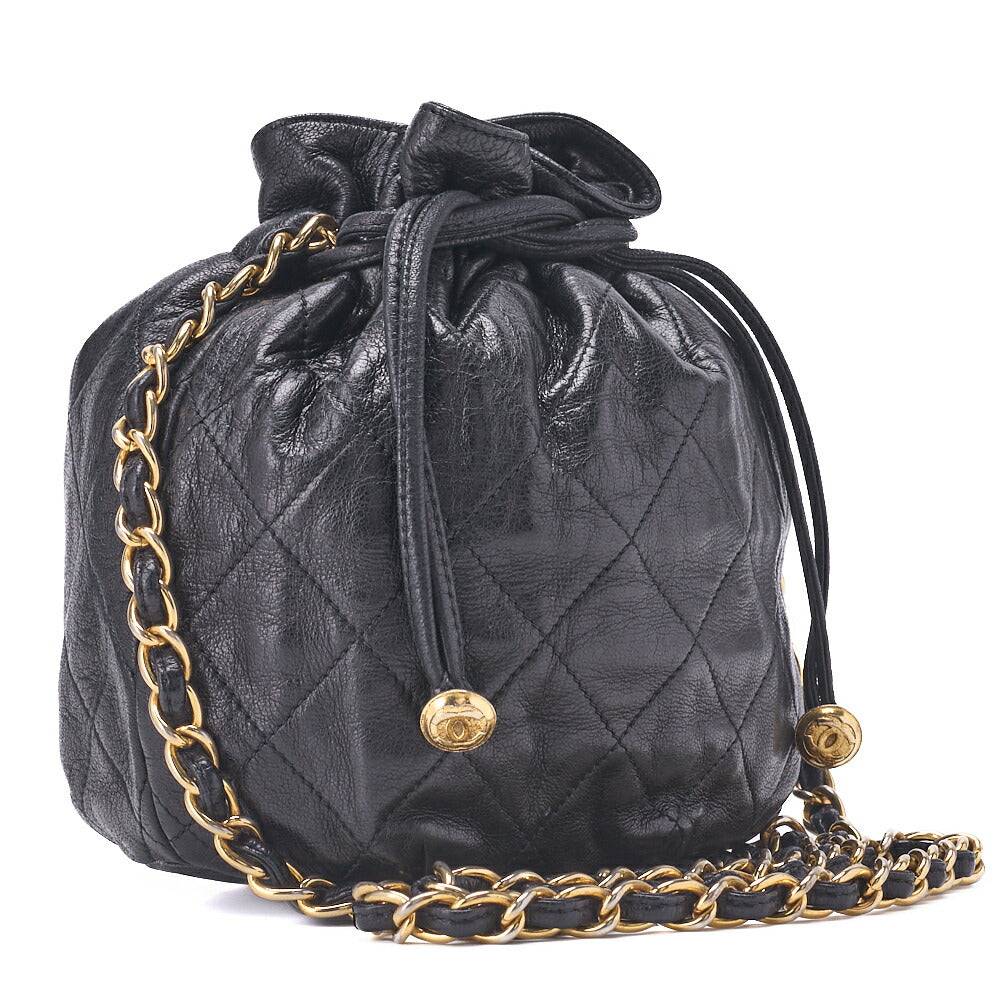 CHANEL Chain Shoulder Bag Mini Matelasse Lambskin Black Gold-Tone Hardware Pre-Owned - Vintage La Charme