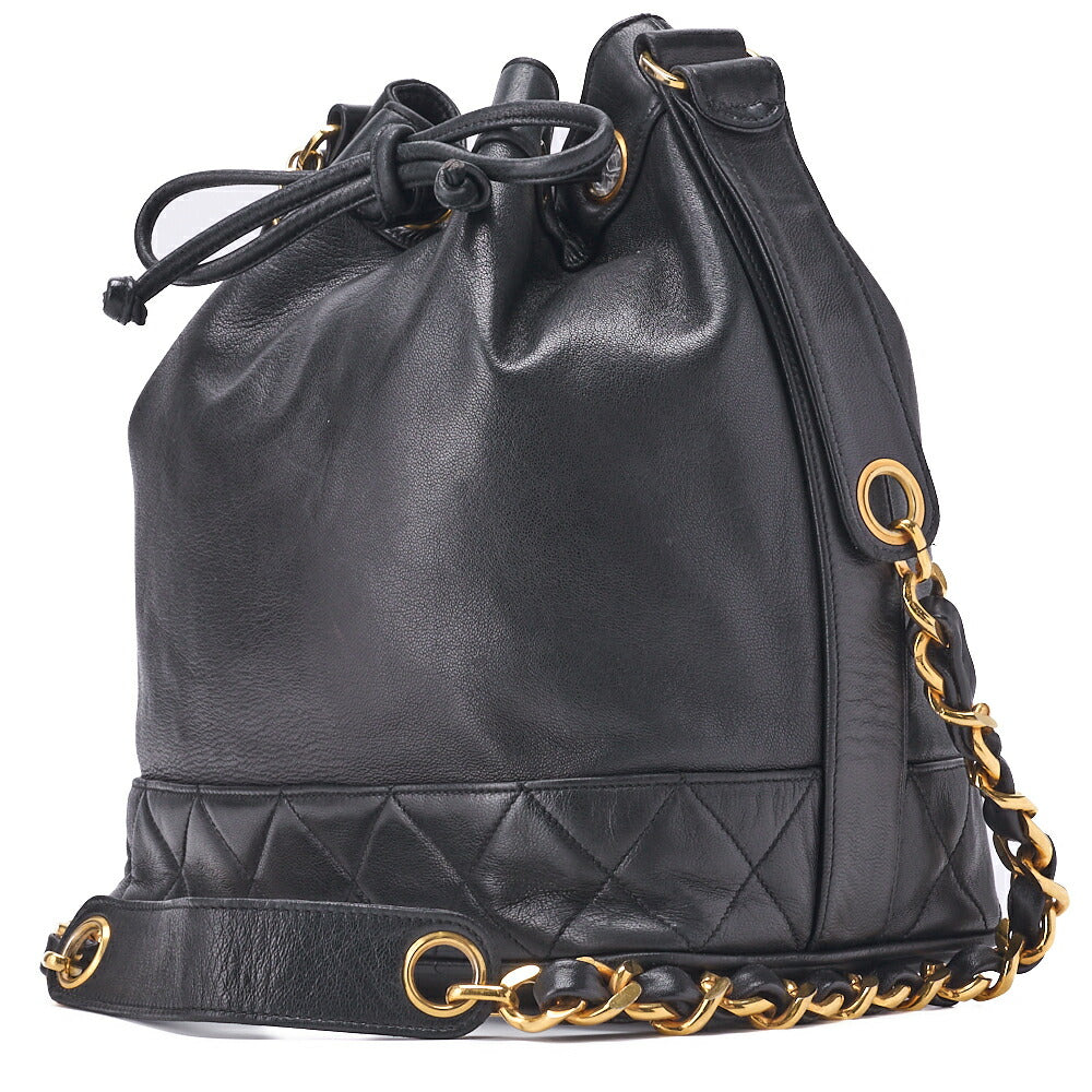 CHANEL Shoulder Bag Coco Drawstring Type Lambskin Black Gold-Tone Hardware Pre-Owned - Vintage La Charme