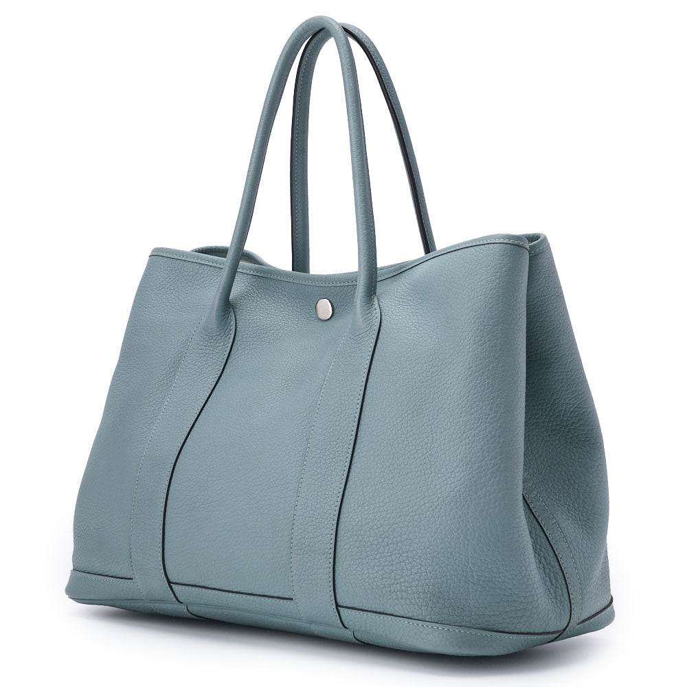 HERMES Garden Party PM Tote Bag Negonda Blue Sun Seal Leather Silver-Tone Hardware Pre-Owned - Vintage La Charme