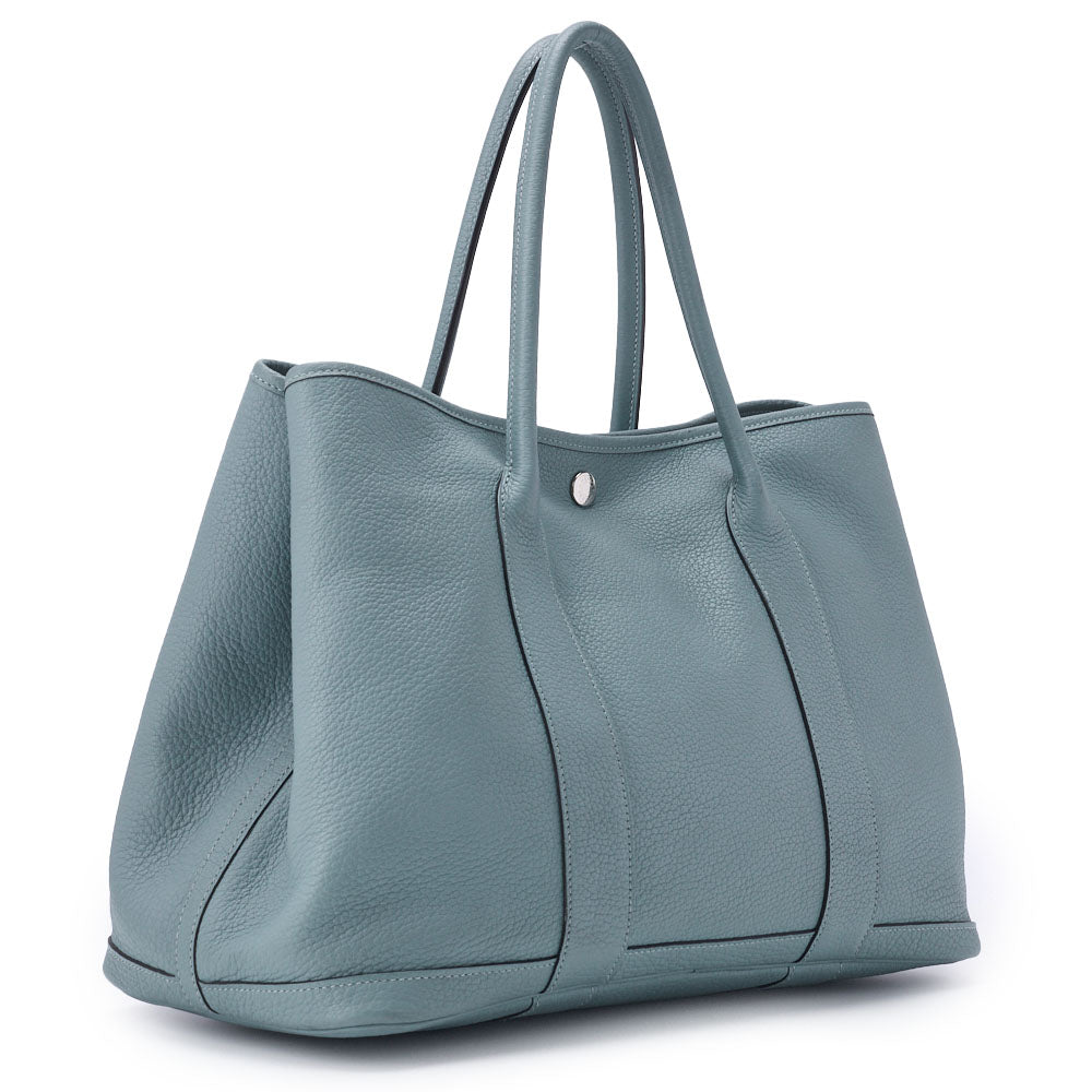 HERMES Garden Party PM Tote Bag Negonda Blue Sun Seal Leather Silver-Tone Hardware Pre-Owned - Vintage La Charme