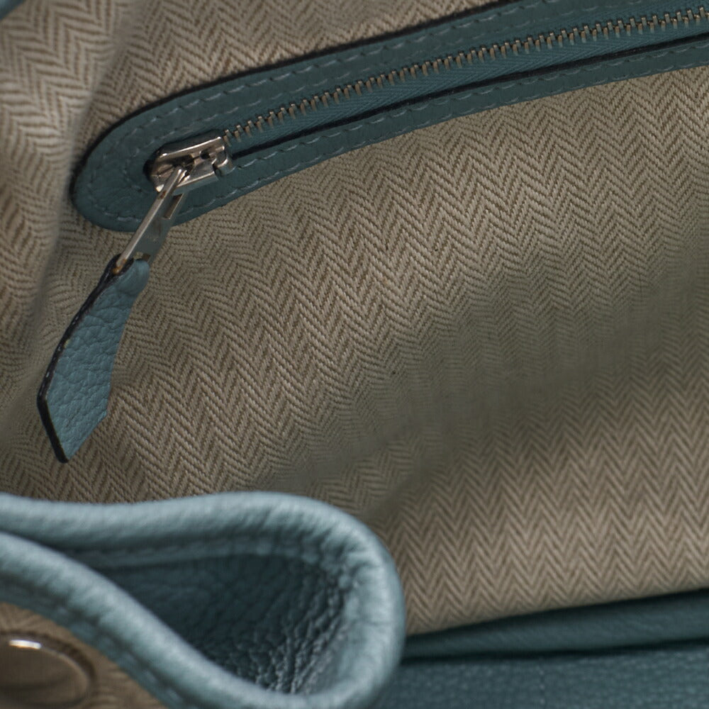 HERMES Garden Party PM Tote Bag Negonda Blue Sun Seal Leather Silver-Tone Hardware Pre-Owned - Vintage La Charme