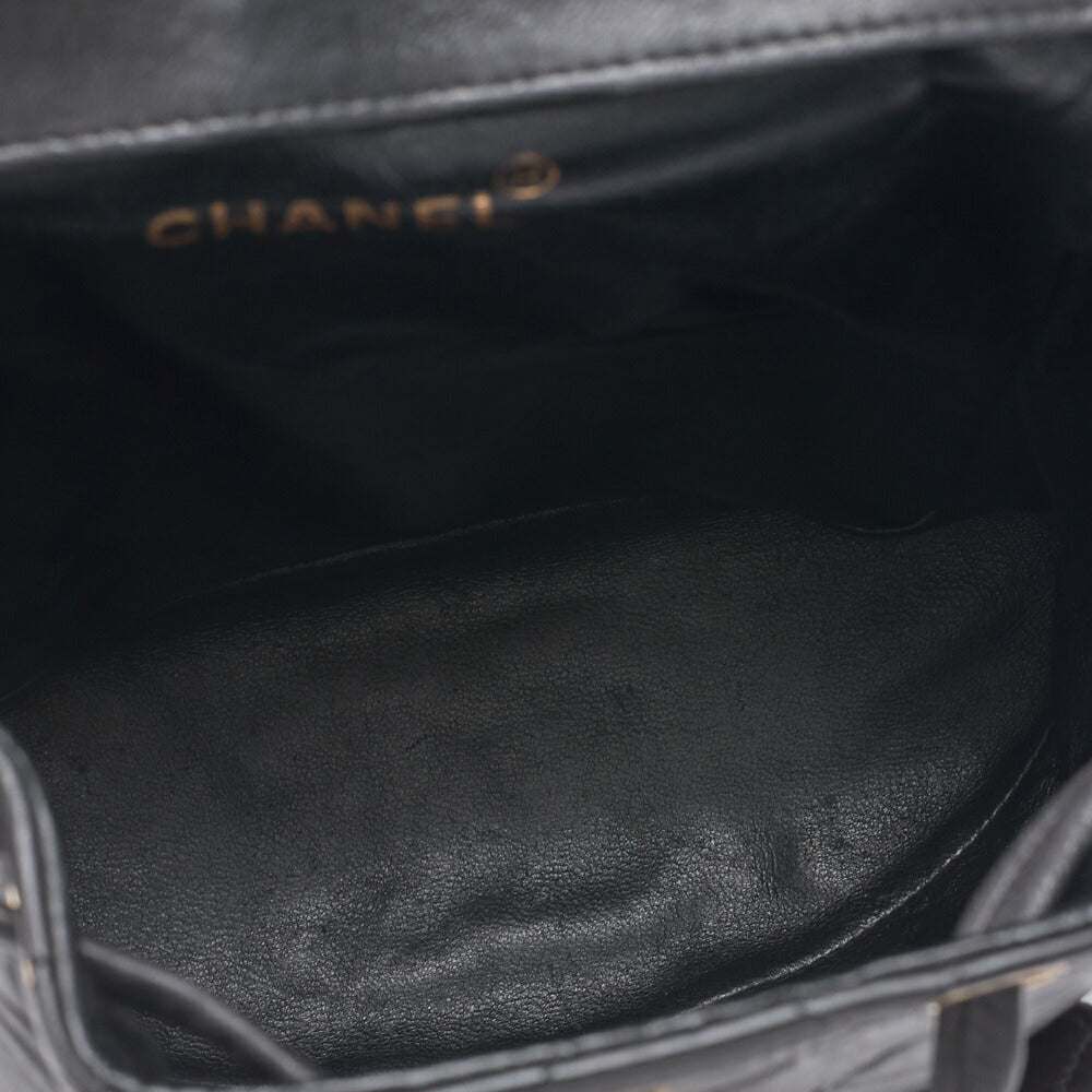 CHANEL Chain Backpack Bag, Matelasse Outside Flap Turn Lock, Lambskin, Black, Gold-Tone Hardware, Pre-Owned - Vintage La Charme