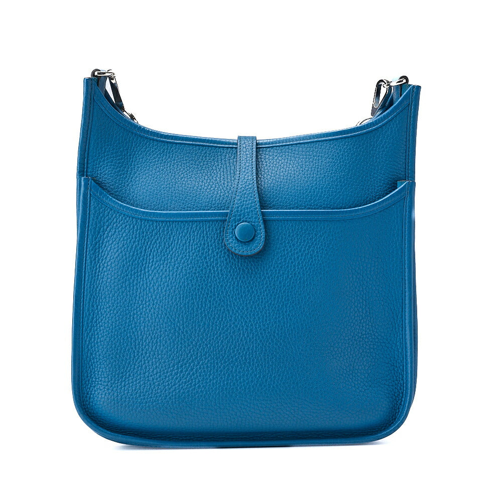 HERMES Shoulder Bag, Evelyn PM 3 Trois, Tryon Clemence, Turquoise, Silver-Tone Hardware, Pre-Owned - Vintage La Charme