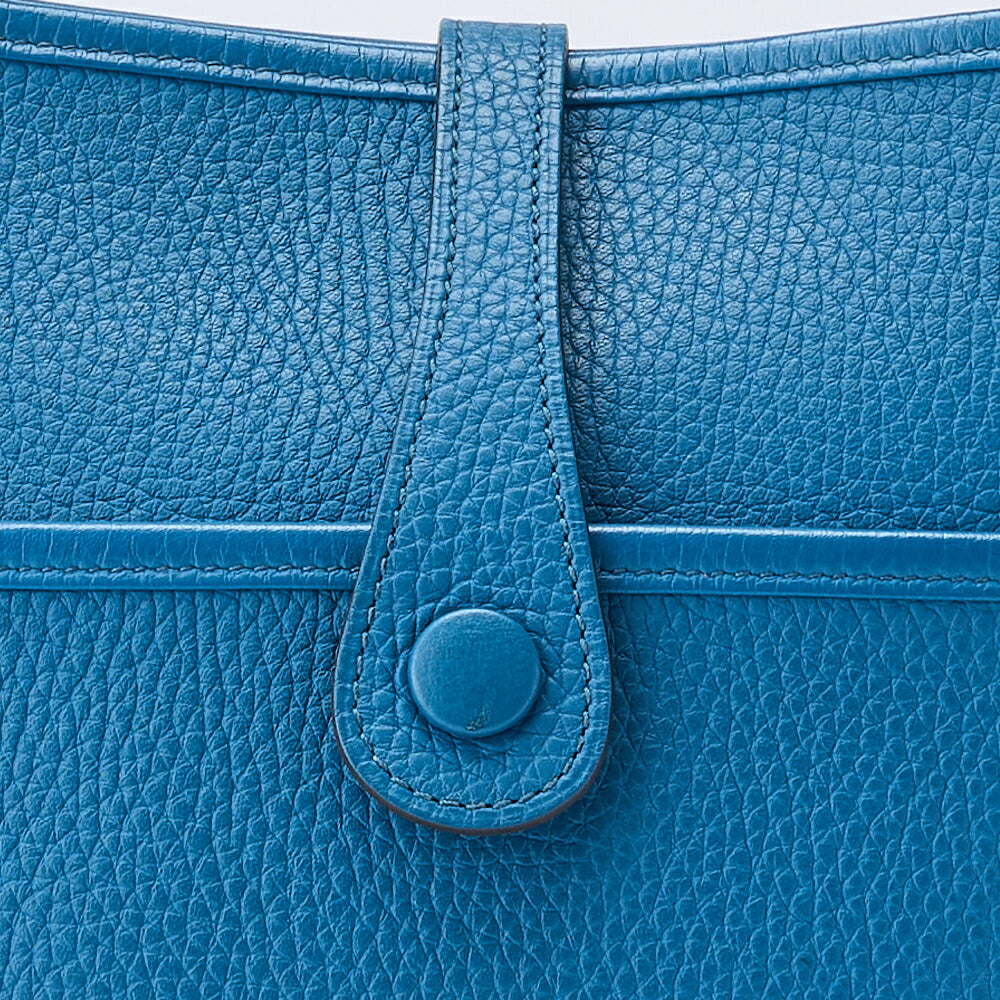 HERMES Shoulder Bag, Evelyn PM 3 Trois, Tryon Clemence, Turquoise, Silver-Tone Hardware, Pre-Owned - Vintage La Charme