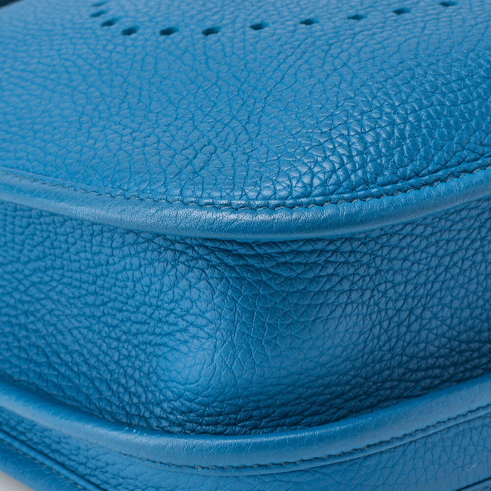 HERMES Shoulder Bag, Evelyn PM 3 Trois, Tryon Clemence, Turquoise, Silver-Tone Hardware, Pre-Owned - Vintage La Charme