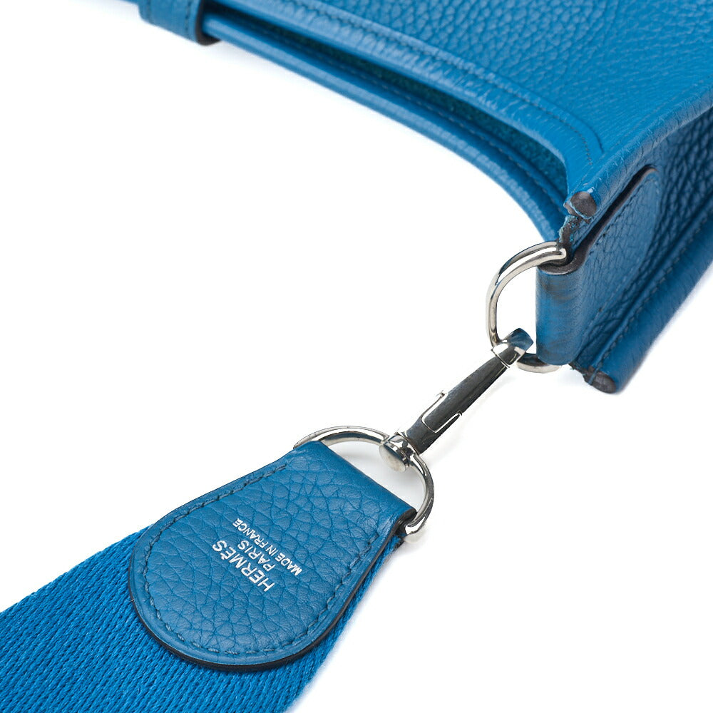 HERMES Shoulder Bag, Evelyn PM 3 Trois, Tryon Clemence, Turquoise, Silver-Tone Hardware, Pre-Owned - Vintage La Charme
