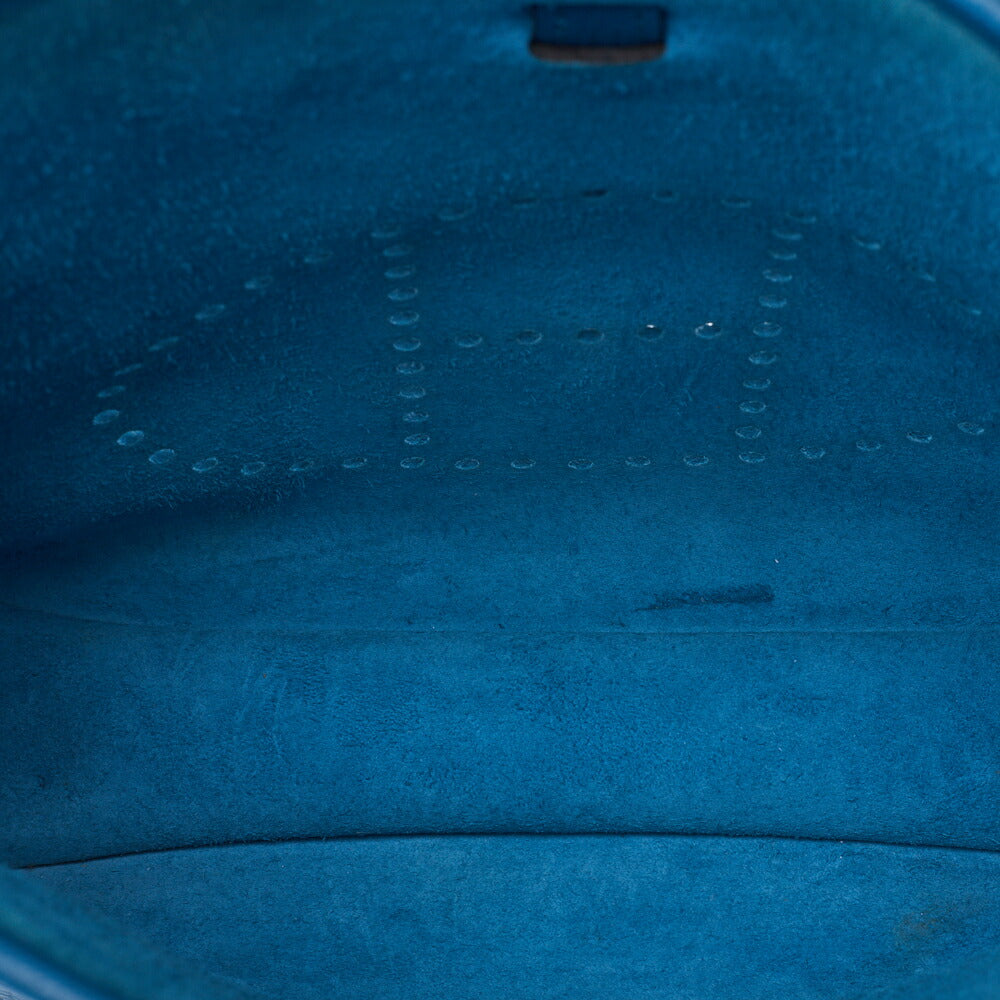 HERMES Shoulder Bag, Evelyn PM 3 Trois, Tryon Clemence, Turquoise, Silver-Tone Hardware, Pre-Owned - Vintage La Charme