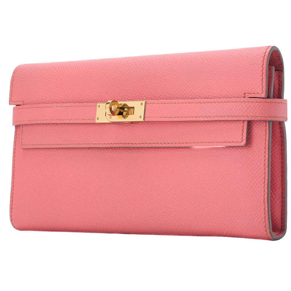 HERMES Kelly Wallet 2 Fold Long Wallet Epson Crevette Gold-Tone Hardware Pre-Owned - Vintage La Charme