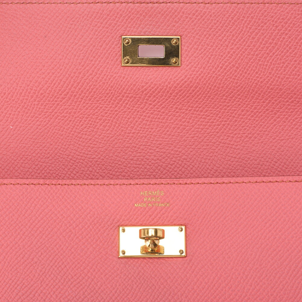 HERMES Kelly Wallet 2 Fold Long Wallet Epson Crevette Gold-Tone Hardware Pre-Owned - Vintage La Charme