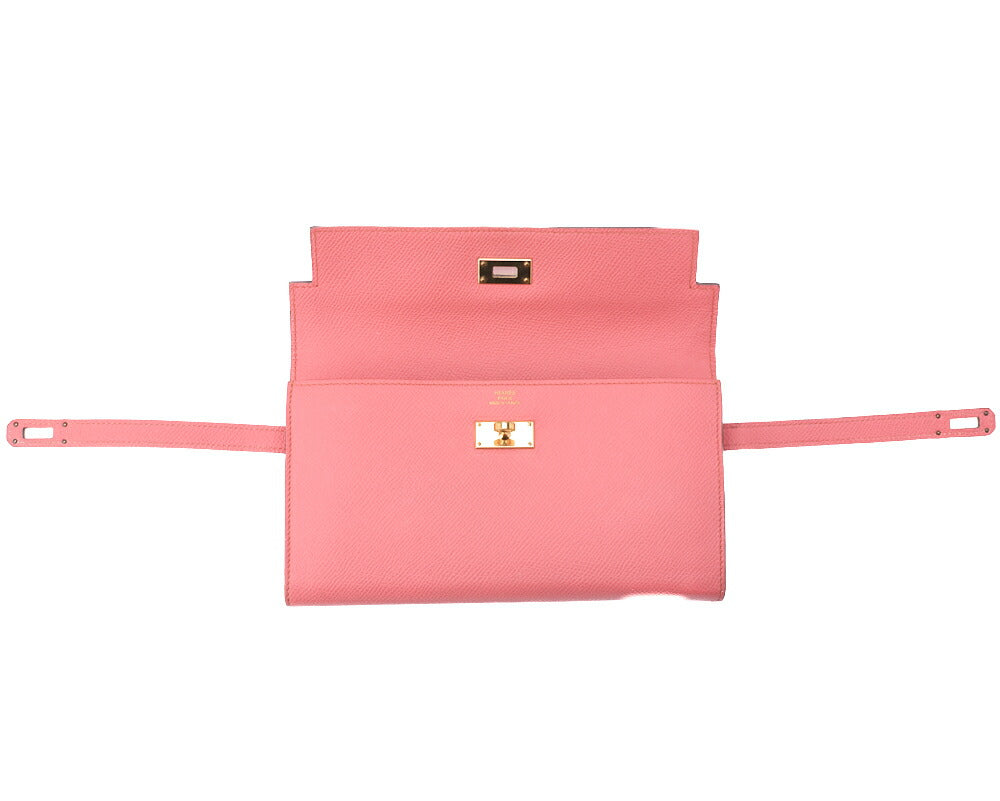 HERMES Kelly Wallet 2 Fold Long Wallet Epson Crevette Gold-Tone Hardware Pre-Owned - Vintage La Charme