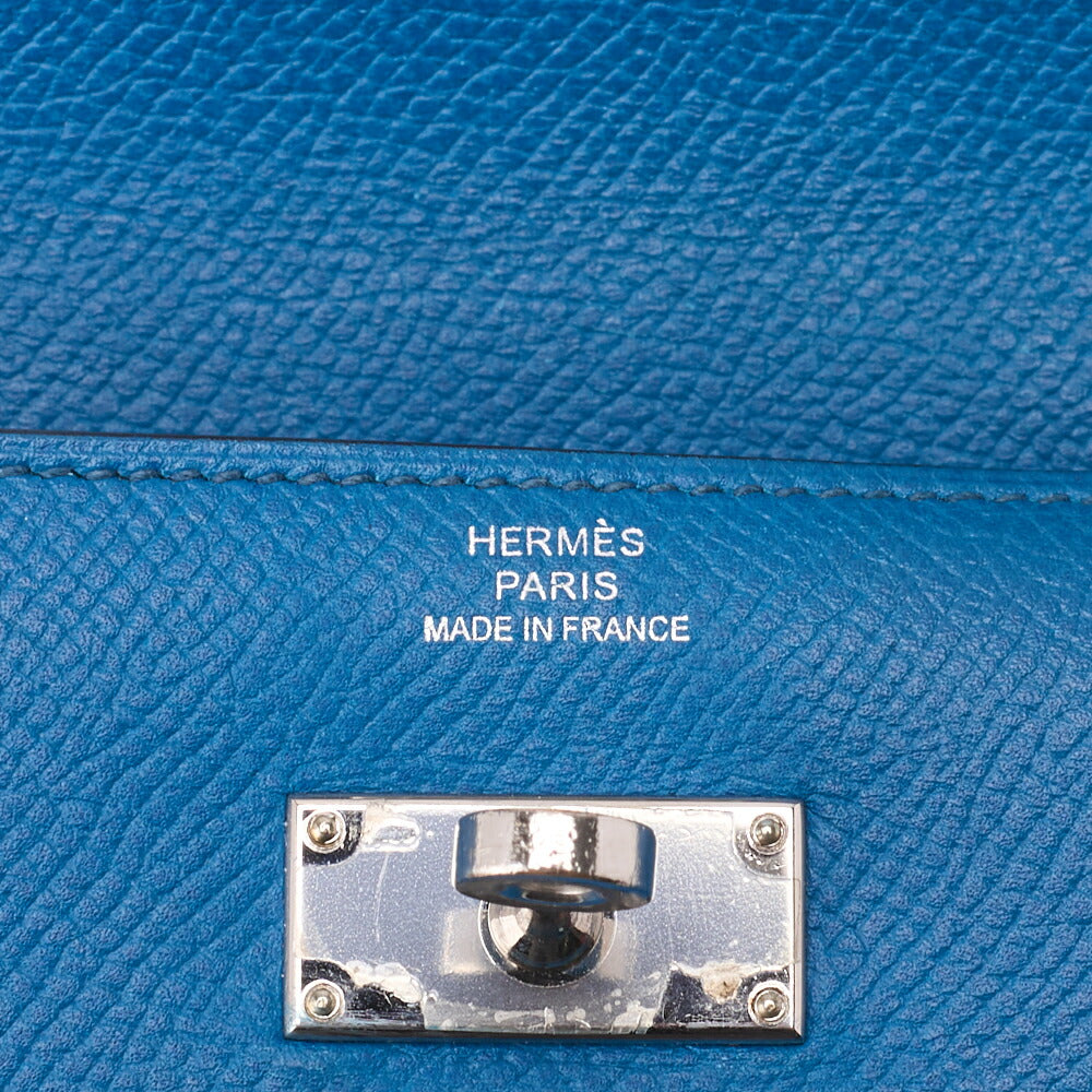 HERMES Kelly Wallet 2 Fold Long Wallet Epson Leather Blue Ismir Silver-Tone Hardware Pre-Owned - Vintage La Charme
