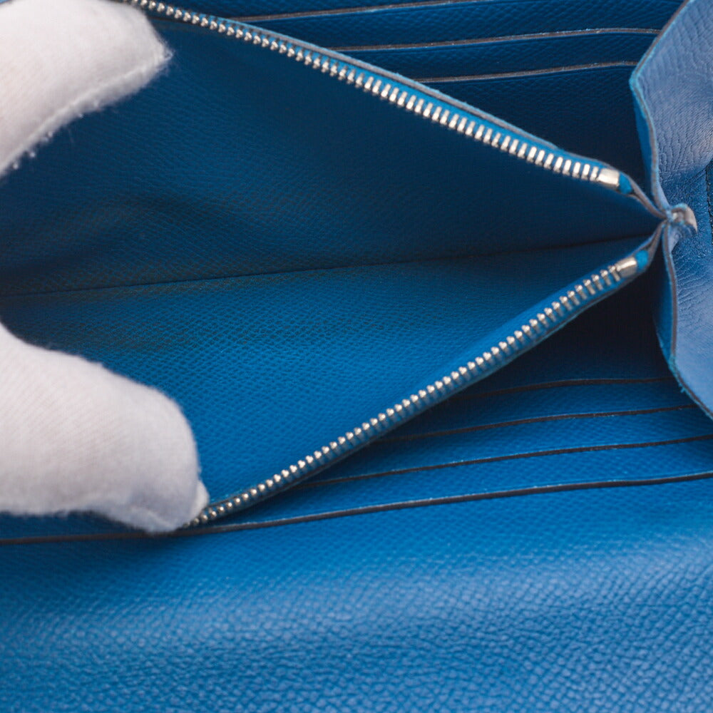 HERMES Kelly Wallet 2 Fold Long Wallet Epson Leather Blue Ismir Silver-Tone Hardware Pre-Owned - Vintage La Charme