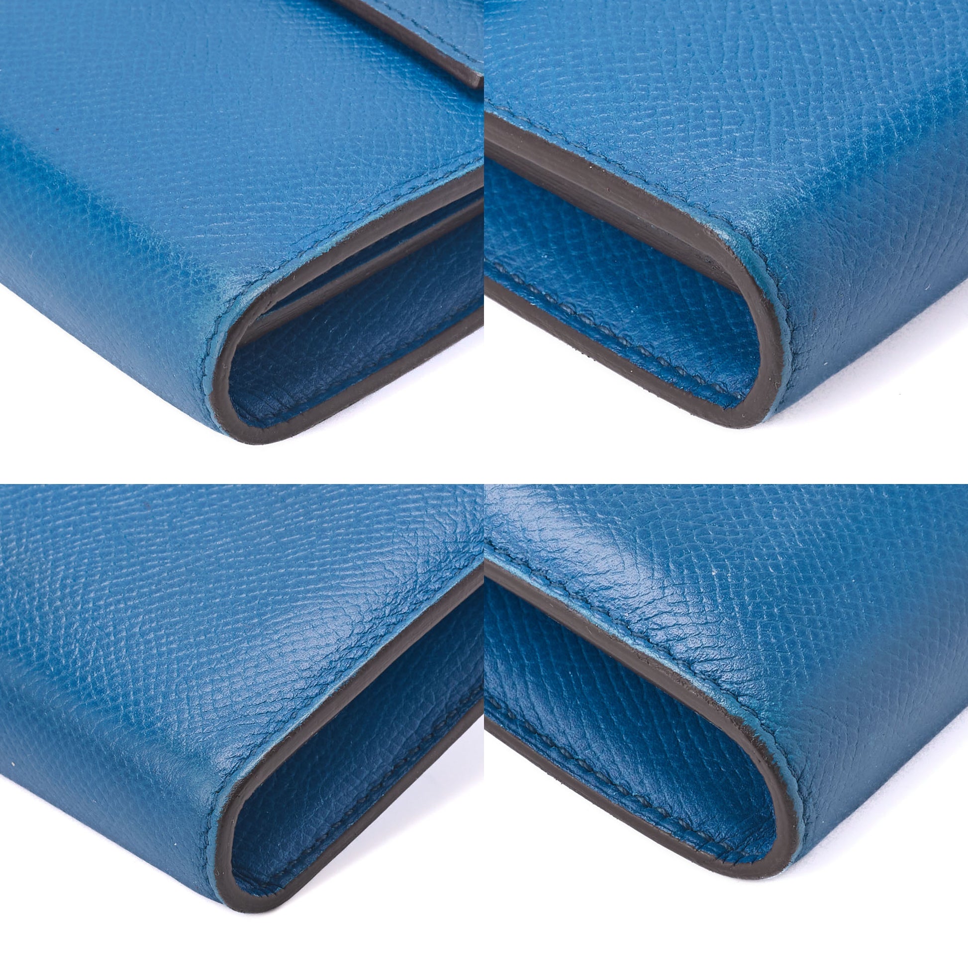 HERMES Kelly Wallet 2 Fold Long Wallet Epson Leather Blue Ismir Silver-Tone Hardware Pre-Owned - Vintage La Charme