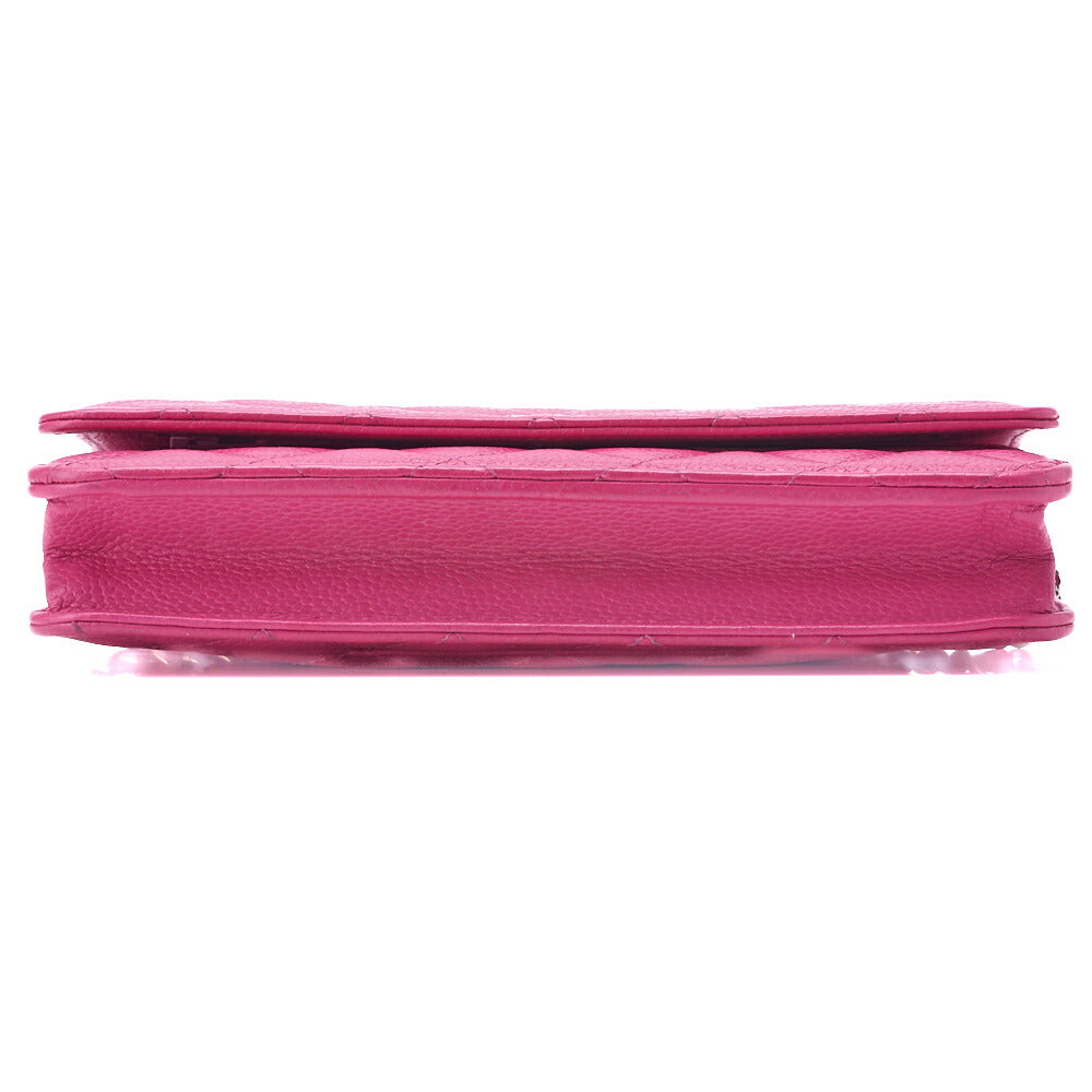 CHANEL Chain Wallet, Matelasse, Caviar Skin, Pink, Silver-Tone Hardware, Pre-Owned - Vintage La Charme