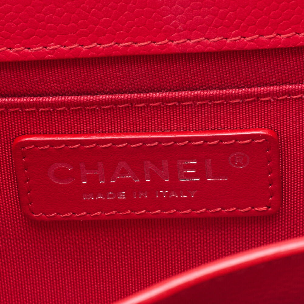 CHANEL Shoulder Bag, Matelasse, Coco Mark, Caviar Skin, Red, Silver-Tone Hardware, Pre-Owned - Vintage La Charme