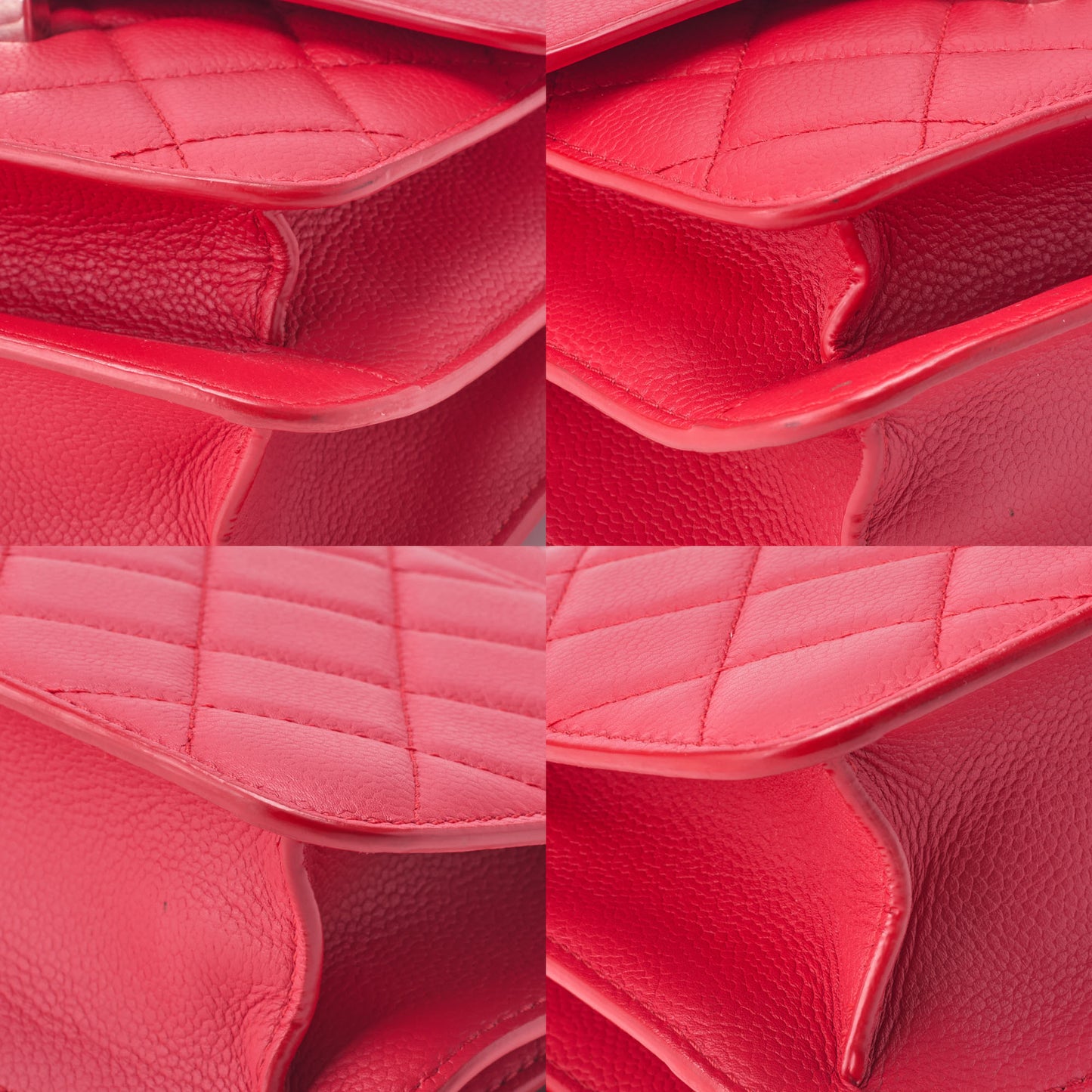CHANEL Shoulder Bag, Matelasse, Coco Mark, Caviar Skin, Red, Silver-Tone Hardware, Pre-Owned - Vintage La Charme