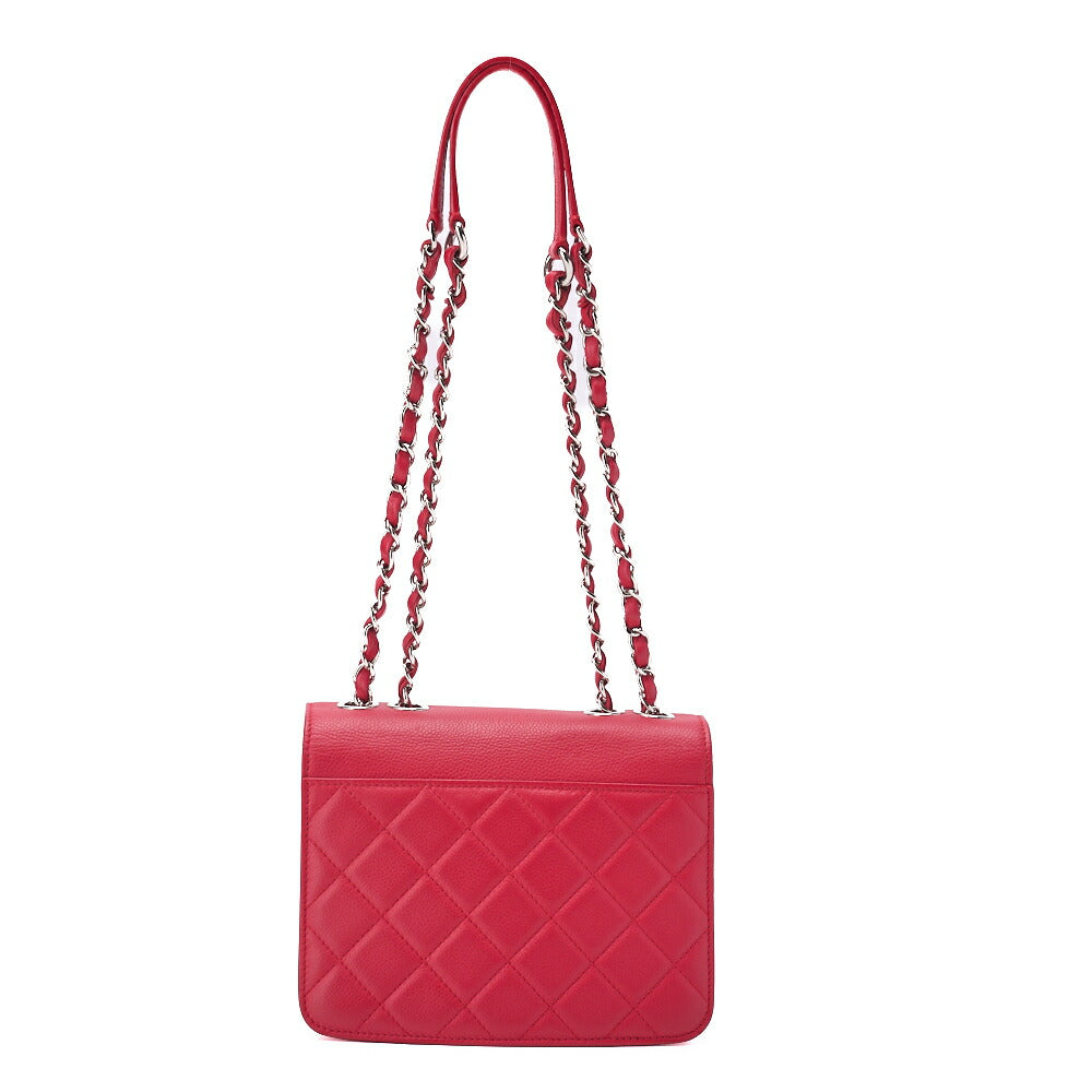 CHANEL Shoulder Bag, Matelasse, Coco Mark, Caviar Skin, Red, Silver-Tone Hardware, Pre-Owned - Vintage La Charme
