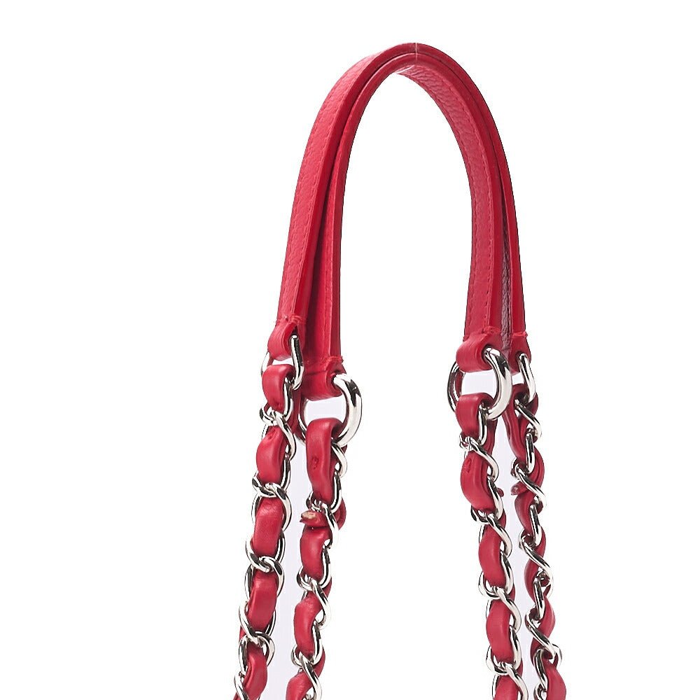CHANEL Shoulder Bag, Matelasse, Coco Mark, Caviar Skin, Red, Silver-Tone Hardware, Pre-Owned - Vintage La Charme