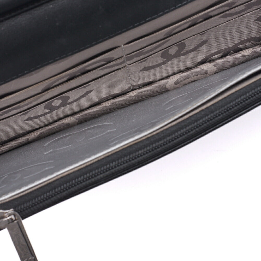 CHANEL Chain Wallet, Cambon Line, Folding, Calfskin, Black, Silver-Tone Hardware, Pre-Owned - Vintage La Charme