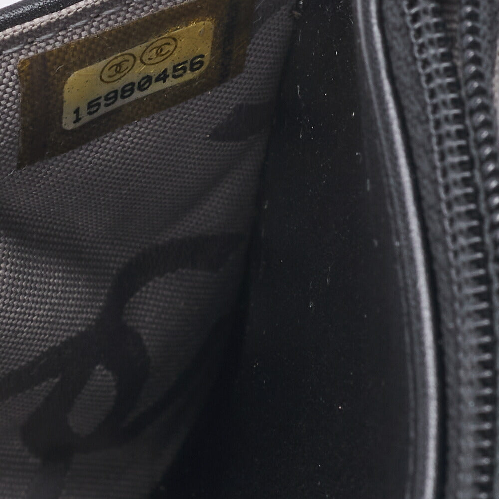 CHANEL Chain Wallet, Cambon Line, Folding, Calfskin, Black, Silver-Tone Hardware, Pre-Owned - Vintage La Charme