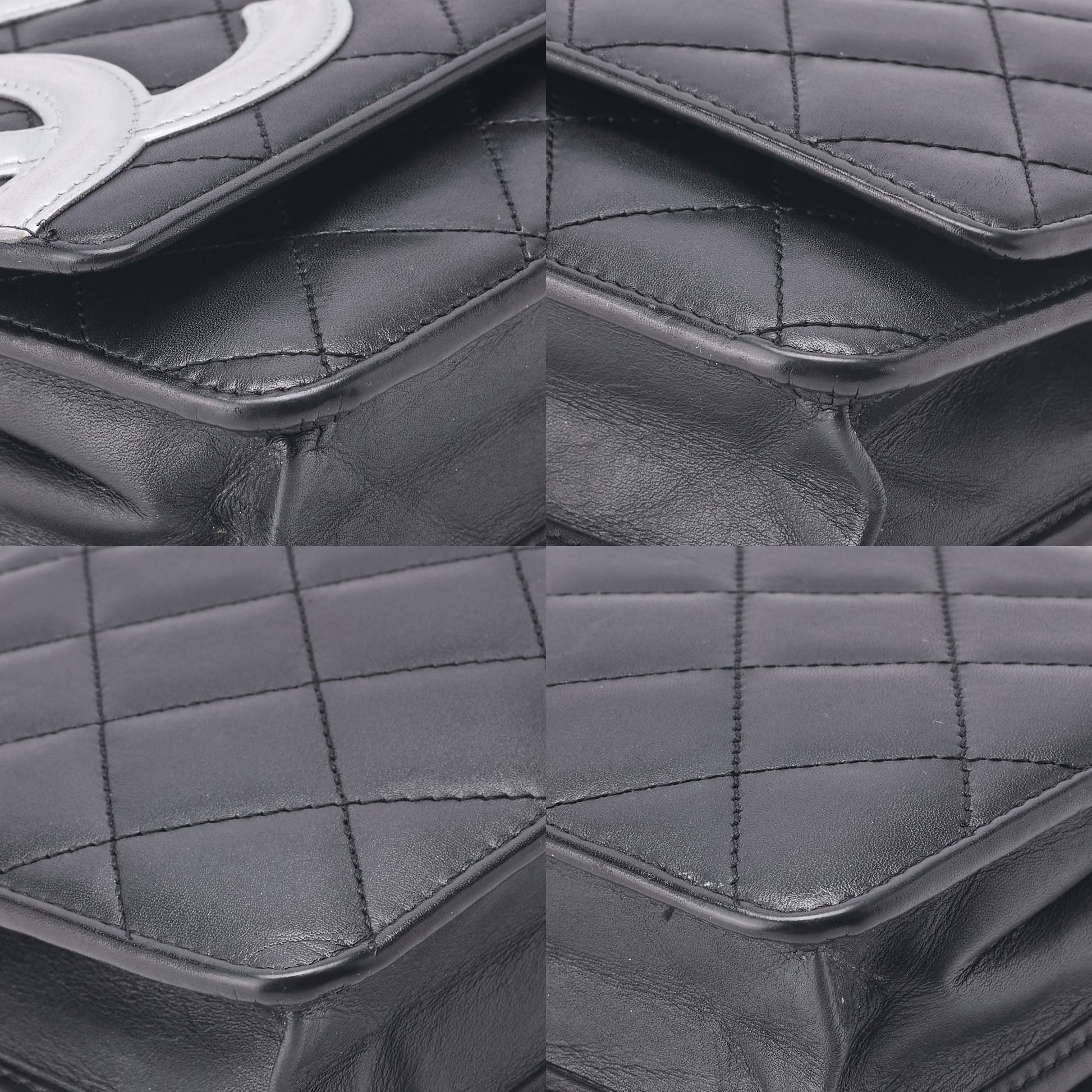 CHANEL Chain Wallet, Cambon Line, Folding, Calfskin, Black, Silver-Tone Hardware, Pre-Owned - Vintage La Charme