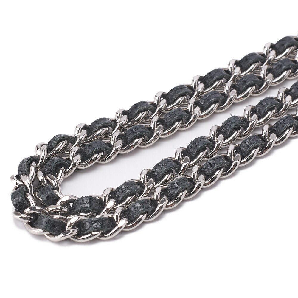 CHANEL Chain Wallet Matelasse Caviar Leather Black Silver-Tone Hardware Pre-Owned - Vintage La Charme