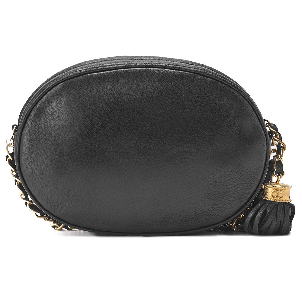 CHANEL Shoulder Bag, Coco Mark With Fringe, Lambskin, Black, Gold-Tone Hardware, Pre-Owned - Vintage La Charme