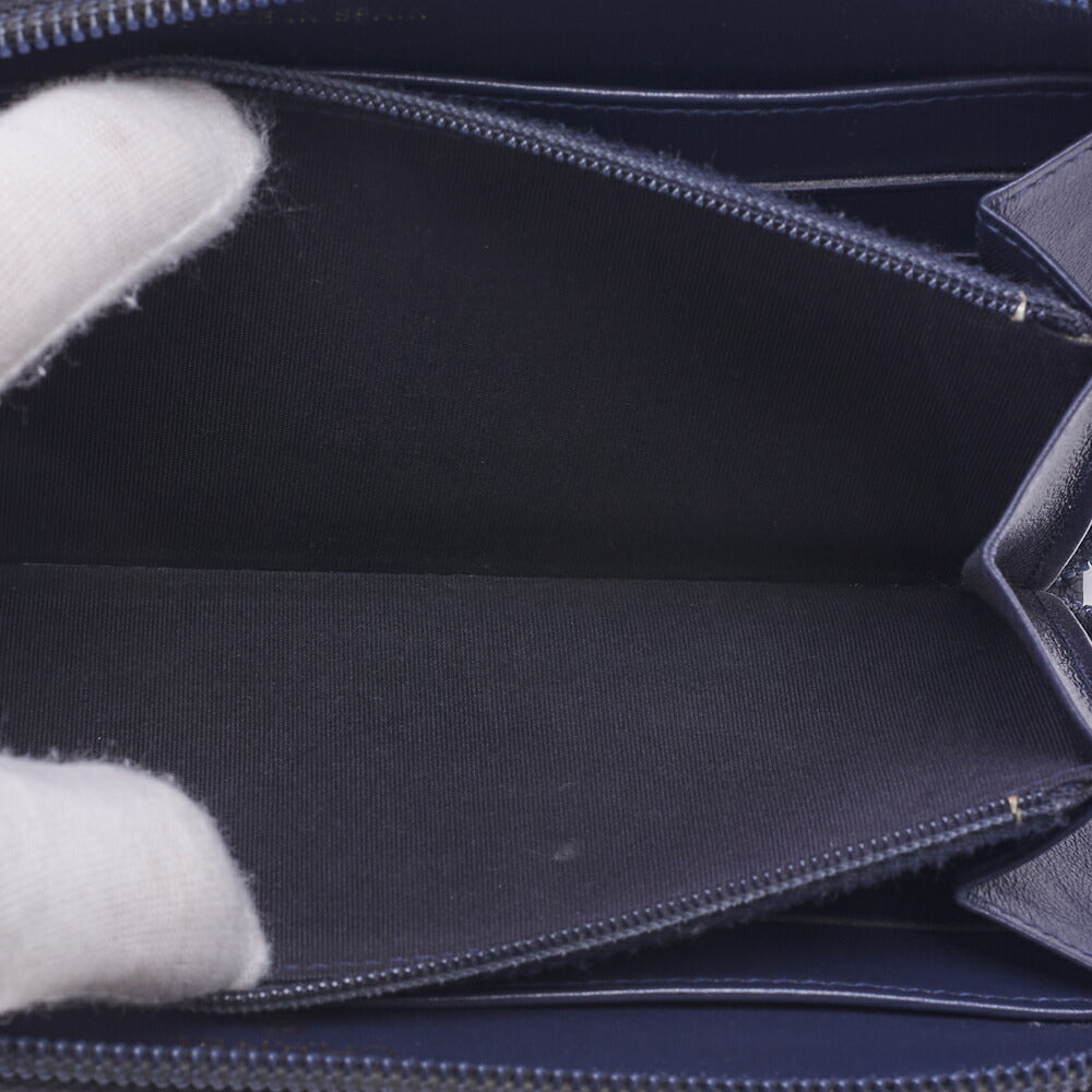 CHANEL Boy Chanel V-Stitch Round Long Wallet, Caviar Skin, Navy, Gold-Tone Hardware, Pre-Owned - Vintage La Charme