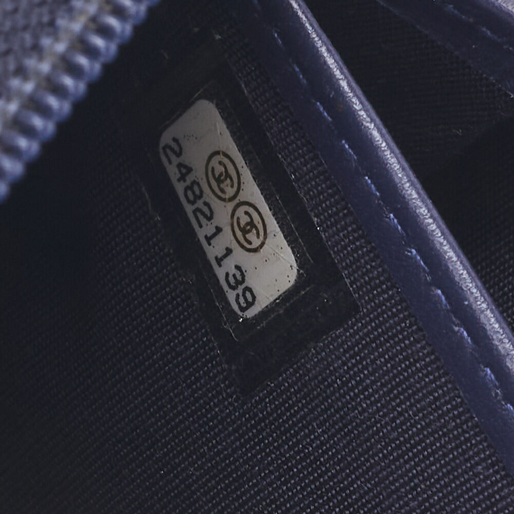 CHANEL Boy Chanel V-Stitch Round Long Wallet, Caviar Skin, Navy, Gold-Tone Hardware, Pre-Owned - Vintage La Charme