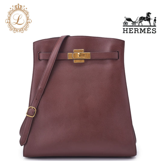 HERMES Shoulder Bag Kelly Sports GM Kushbel Brown Gold-Tone Hardware Pre-Owned - Vintage La Charme