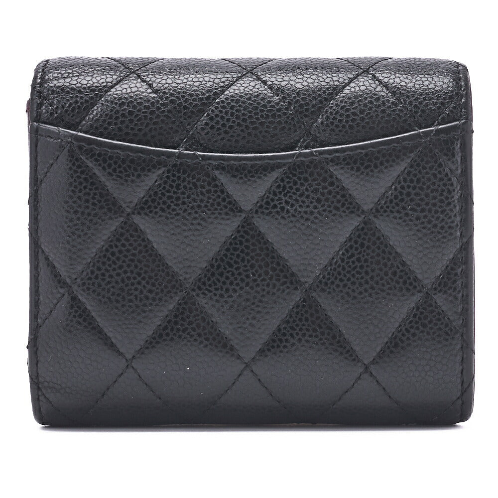 CHANEL Compact Wallet, Matelasse, Caviar Skin, Black, Gold-Tone Hardware, Pre-Owned - Vintage La Charme