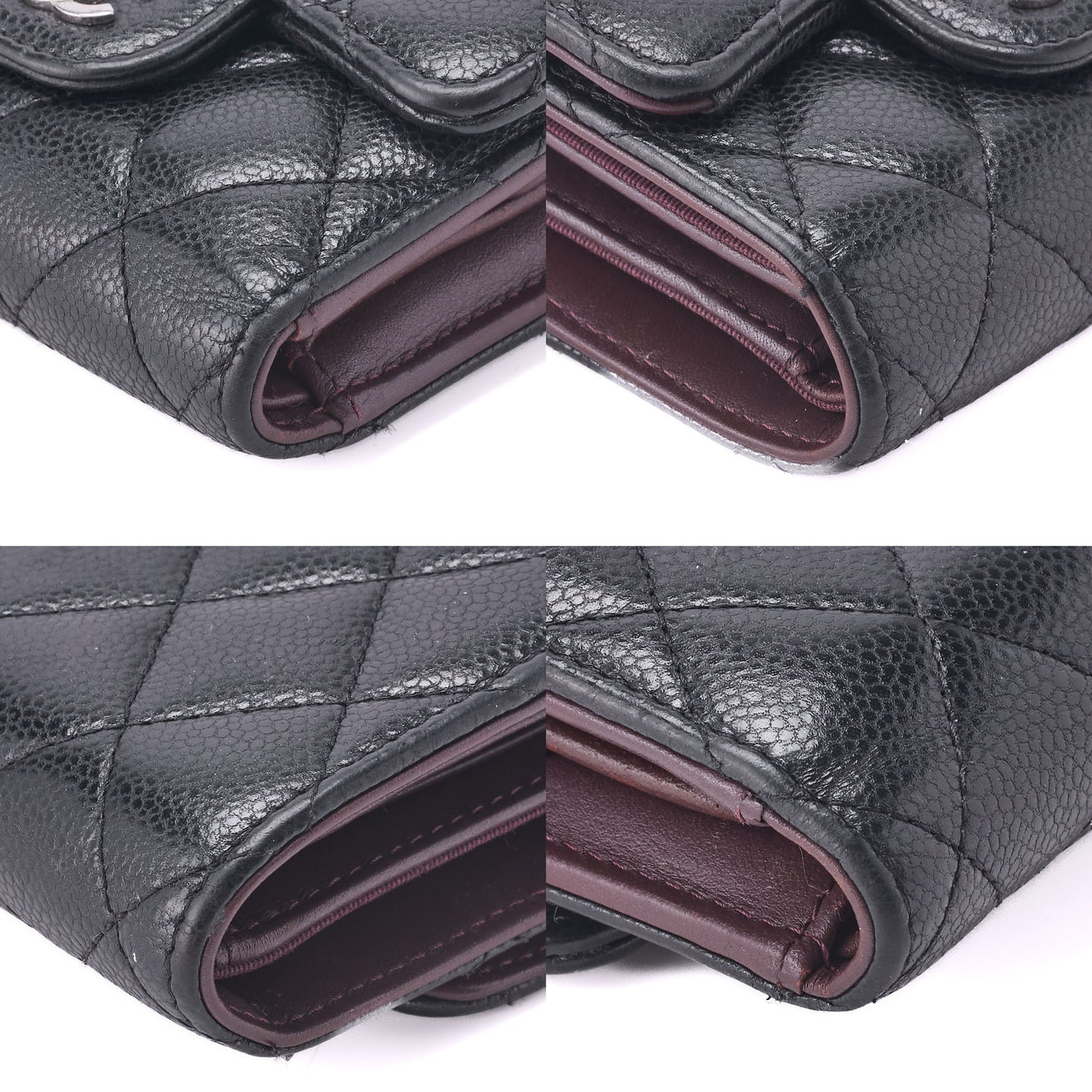 CHANEL Compact Wallet, Matelasse, Caviar Skin, Black, Gold-Tone Hardware, Pre-Owned - Vintage La Charme