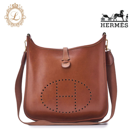 HERMES Evelyn PM Shoulder Bag Swift Gold Gold-Tone Hardware Pre-Owned - Vintage La Charme