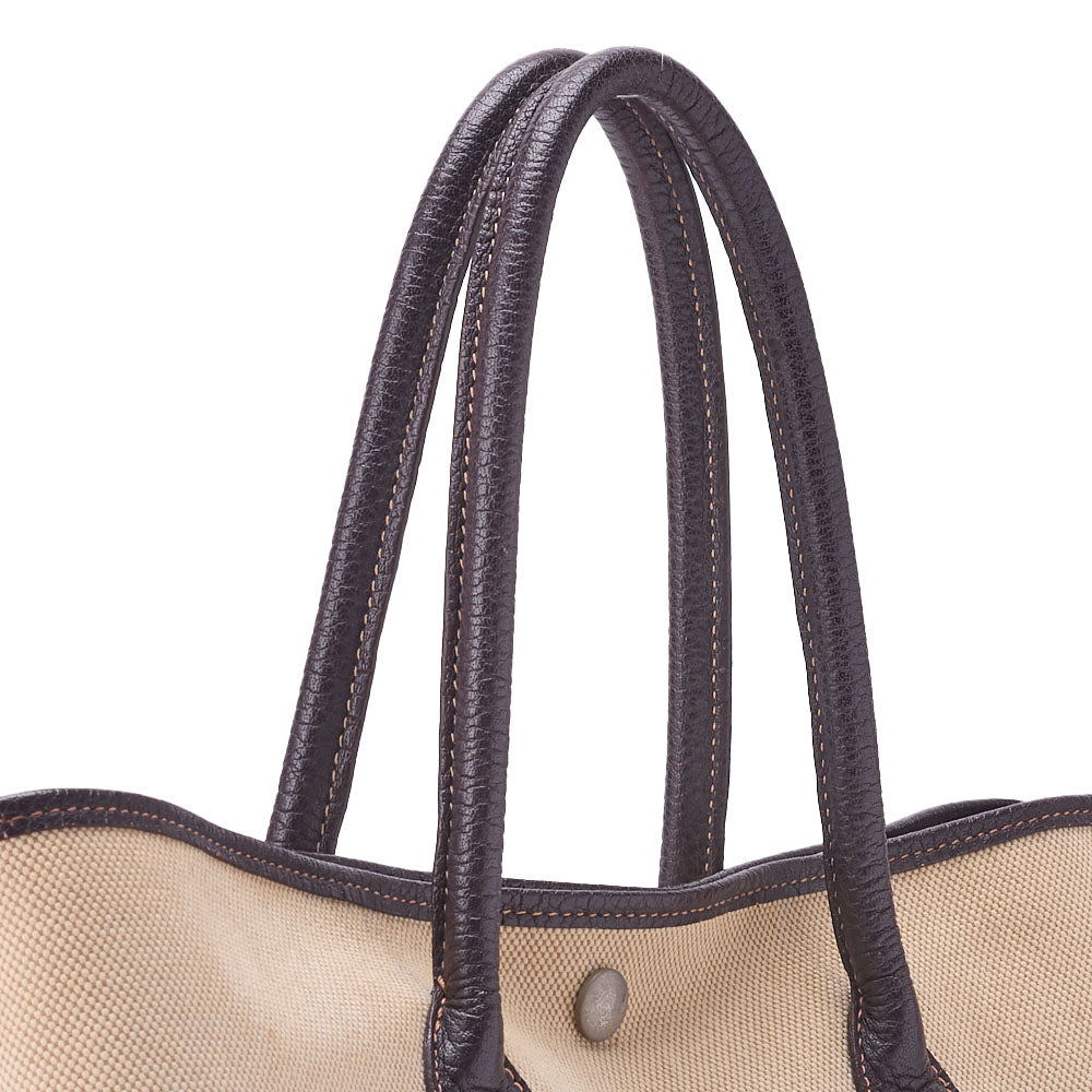 HERMES Garden Party PM Tote Bag, Toile, Ash Brown, Silver-Tone Hardware, Pre-Owned - Vintage La Charme