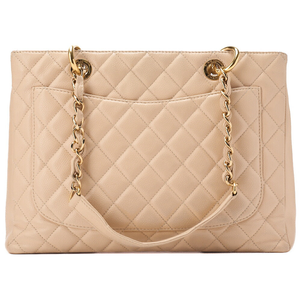 CHANEL Shoulder Tote Bag Matelasse Caviar Skin Beige Silver-Tone Hardware Pre-Owned - Vintage La Charme